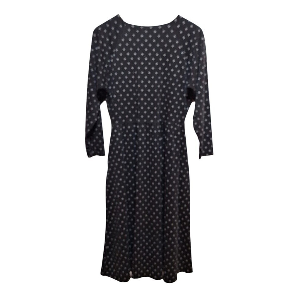 J G Hook Womens Shirtwaist Dress Size L Black Long Sleeves Cotton WASP Vintage